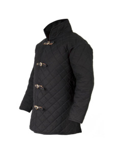 Polstret middelalderlig gambeson, sort farve
