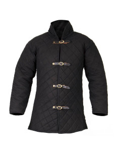 Polstret middelalderlig gambeson, sort farve 2