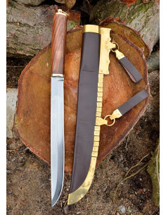 Cuchillo Seax vikingo con funda de cuero 2