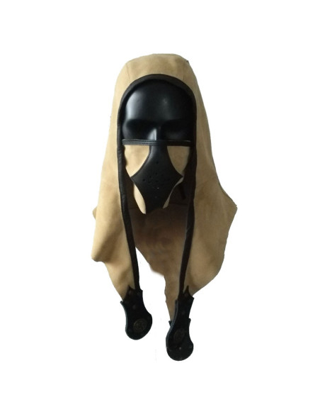 Akku Spaltlederhaube mit Mundschutz