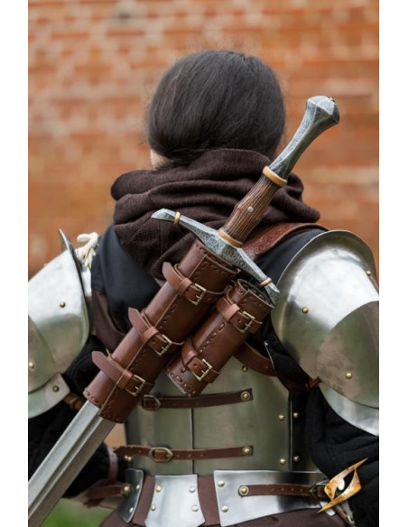 Tahalí doble para espalda en cuero...