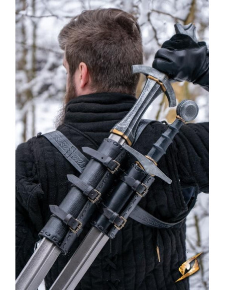 Tahalí dobbelt til ryg i sort