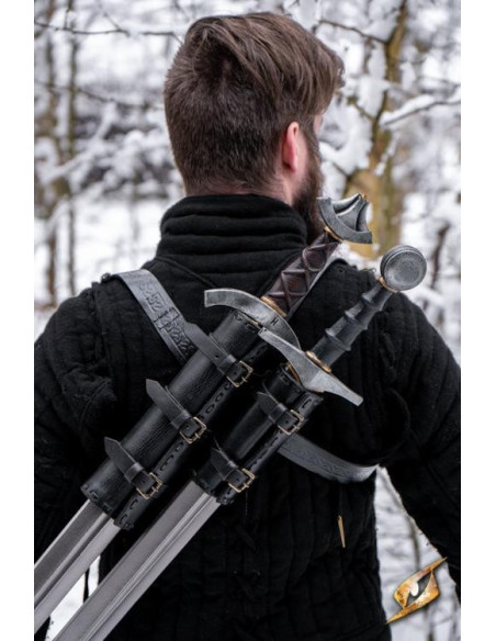 Tahalí dobbelt til ryg i sort