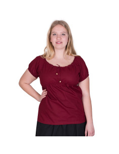 Blusa medieval manga corta Aren, color rojo