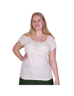 Aren middeleeuwse blouse met korte mouwen, natuurlijke...