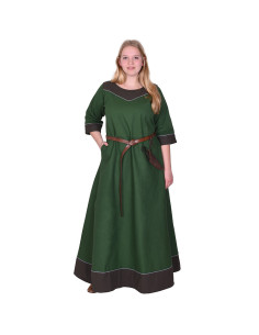 Vestido medieval algodón modelo Gesine, verde