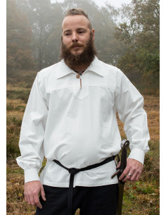 Camisa medieval blanca con botón Gotz