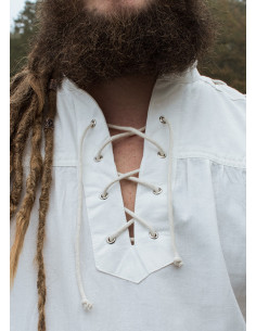 Camisa medieval blanca con lazos modelo Corvin 2