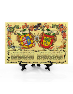 Tegel Heraldische Schilden van 2 Familienamen met legenda...