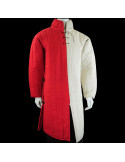 Gambesón medieval acolchado grueso en Rojo-Natural