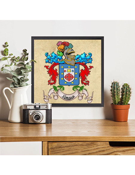 Wappenbild mit 1 Nachnamen, gerahmt...