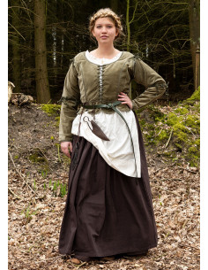 Chaqueta medieval Griselda en Antelina, color verde 2