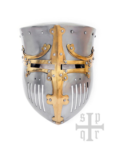Primitiver Helm der Kreuzfahrer aus 2 mm Stahl. 12.-13. Jahrhundert