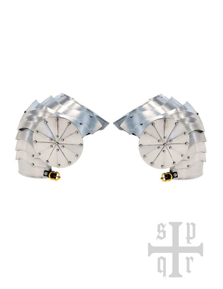 Par skulderpuder i gotisk stål, XV...