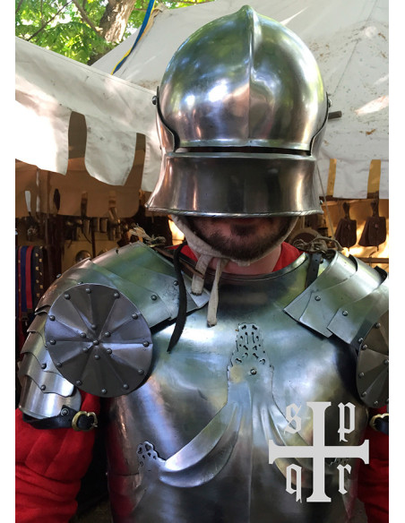 Par skulderpuder i gotisk stål, XV...