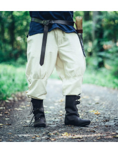Pantalones vikingos cordones blanco natural