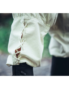 Pantalones vikingos cordones blanco natural 2