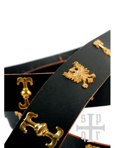 Cinturón medieval San Jorge en piel negra