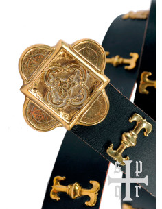 Middeleeuwse riem Saint George in bruin leer 2