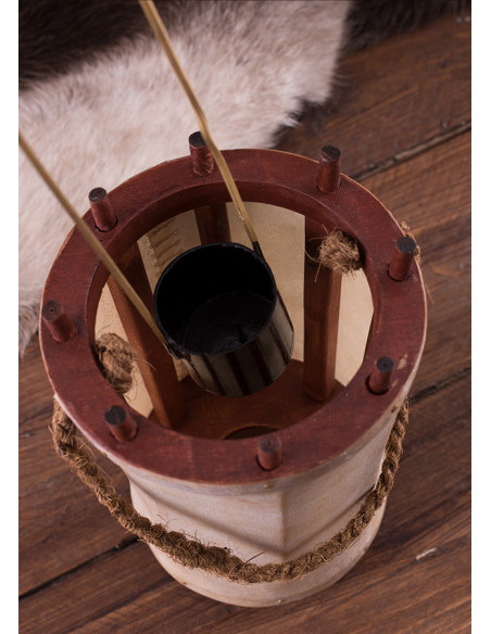 Farol-linterna medieval en madera y...