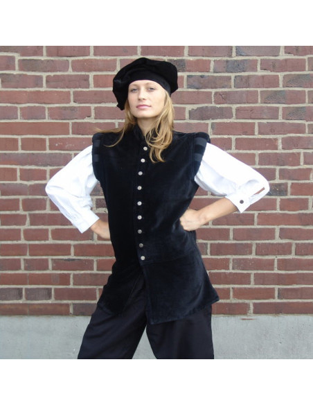 Renæssancevest model Pierre, sort farve