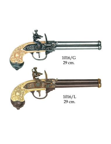 Pistola italiana de 3 cañones fabricada por Lorenzoni, 1680