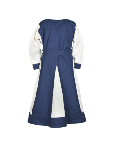 Vestido vikingo niña, Solveig azul-blanco