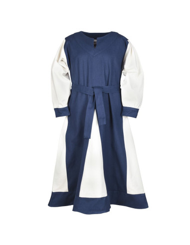 Vestido vikingo niña, Solveig azul-blanco