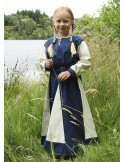 Vestido vikingo niña, Solveig azul-blanco