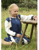 Vestido vikingo niña, Solveig azul-blanco