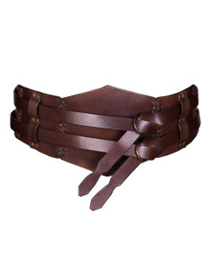 Cinturón doble de cuero Medieval Unisex marrón oscuro