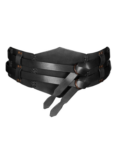 Cinturón doble de cuero Medieval Unisex negro