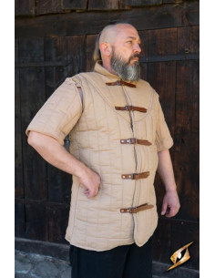 Gambesón medieval manga corta del Guerrero, Beige desierto