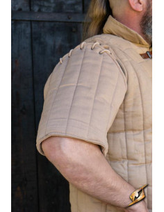 Mittelalterlicher Krieger Kurzarm Gambeson, Wüstenbeige 2