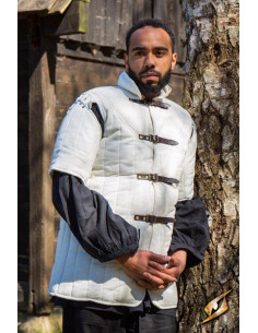 Mittelalterlicher Kurzarm-Gambeson des Kriegers, naturweiß