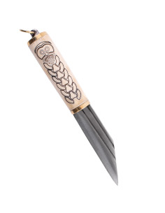 Seax- eller vikingekniv med dekoreret knogleskaft 2