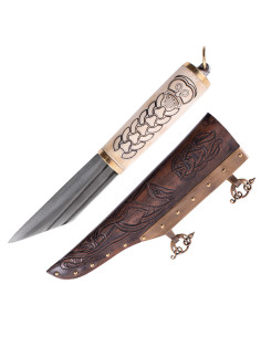 Seax- oder Wikingermesser mit verziertem Knochengriff