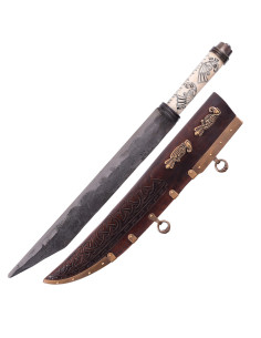 Seax of lang vikingmes met gedecoreerd benen heft