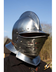 Casco Borgoñota con visera en acero pulido, Epic Armoury