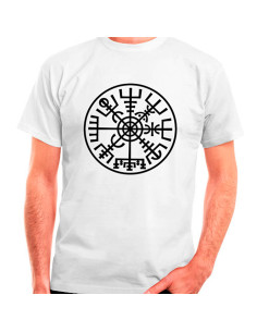 Weißes Vegvísir Vikings T-Shirt, kurzärmelig