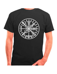 Vikings Vegvísir schwarzes T-Shirt, kurzärmelig