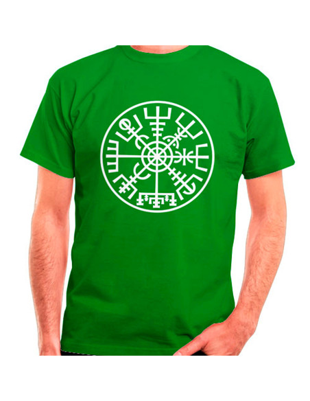 Camiseta Vikingos Vegvísir verde,...