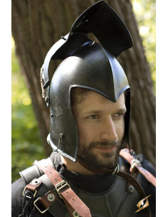 Bacinete medieval con visor, Negro Épico 2