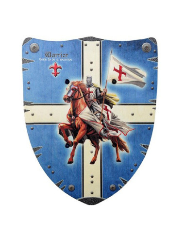 Escudo caballero templario en madera para para niños, color AZUL