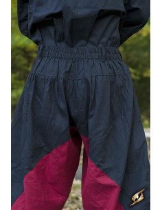 Wijde middeleeuwse broek Ignis, Rood-Zwart 2