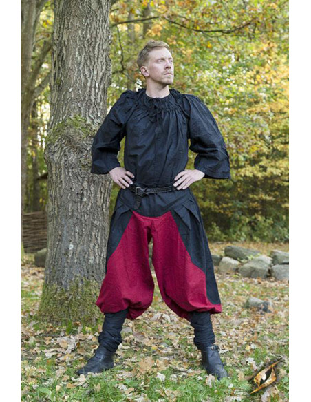 Weite Mittelalterhose Ignis, Rot-Schwarz