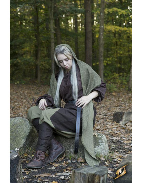 Brede middelalderbukser Ignis, brun-grøn