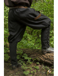 Zwarte middeleeuwse broek met veters, Epic Armory