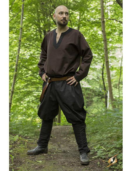 Zwarte middeleeuwse broek met veters,...