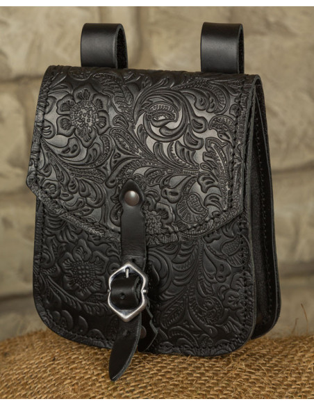 Bolso medieval Beatriz en cuero negro